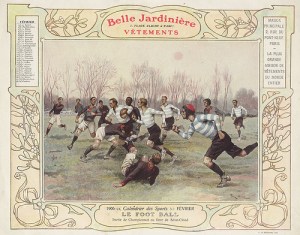 old rugby poster running men